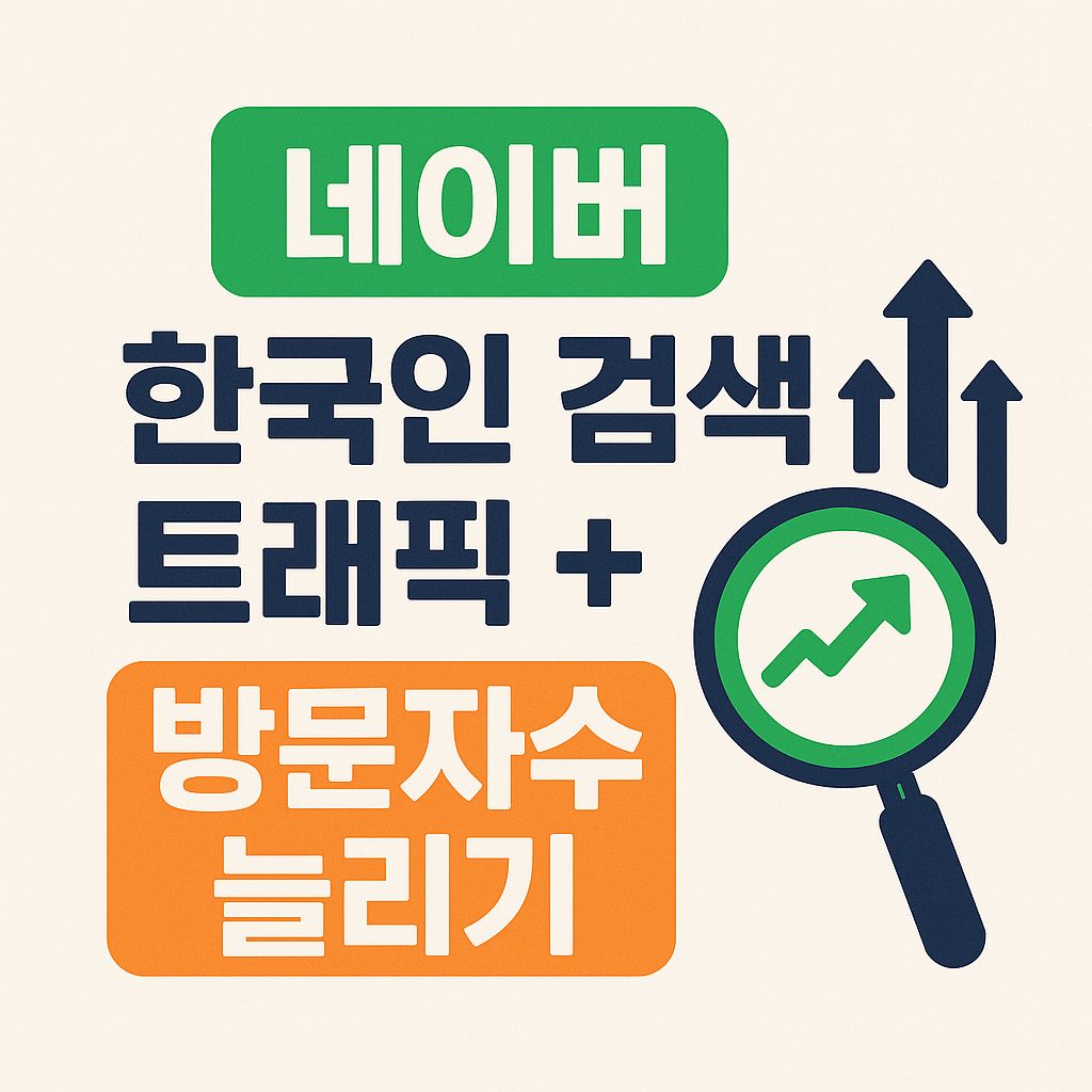 네이버 한국인 검색 트래픽 + 방문자수 늘리기 (1개당 8원)